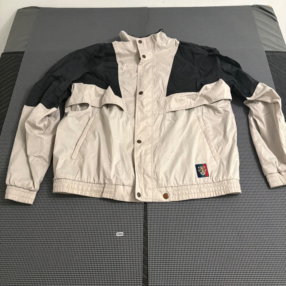 Vintage Sunice‎ Golf Windbreaker Jacket Mens XL Black Beige Colorblock Full Zip